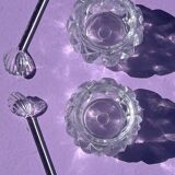 Lot - 2 pieces salt shakers with crystal spoon