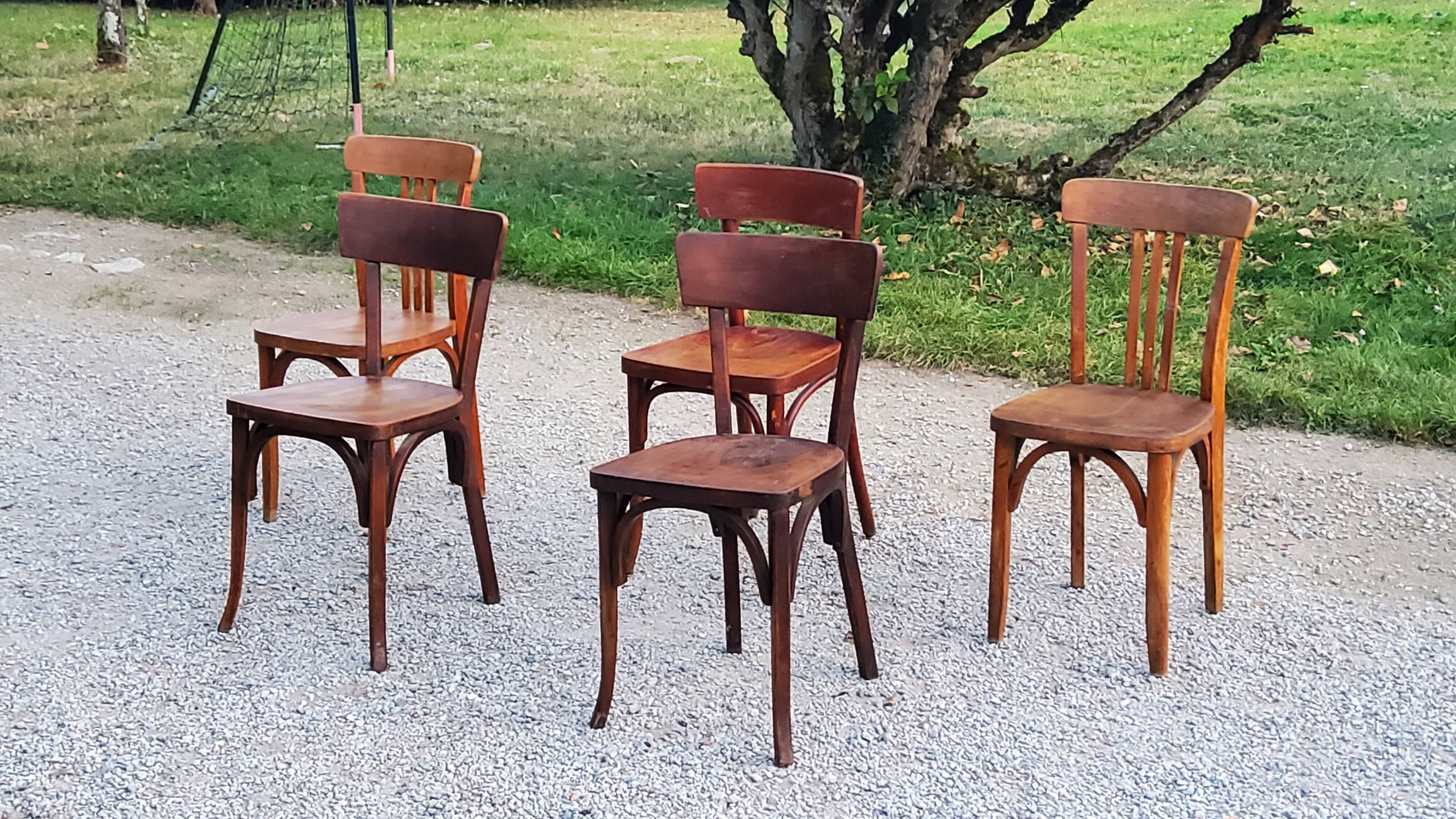 Set of 5 Stella Thonet bistro chairs from the 1950s