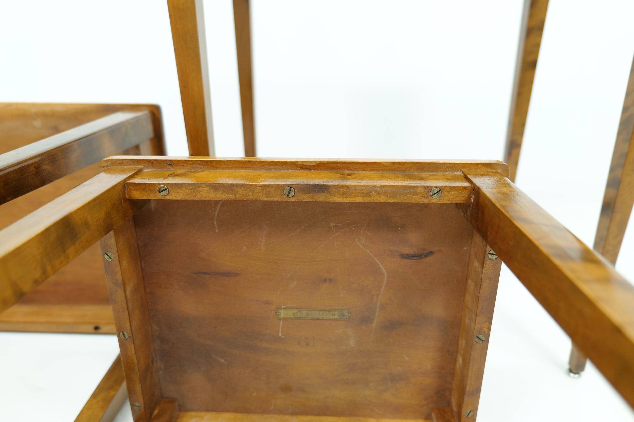 Tables gigognes Art déco en acajou et bouleau teinté, NK Suède, années 1940