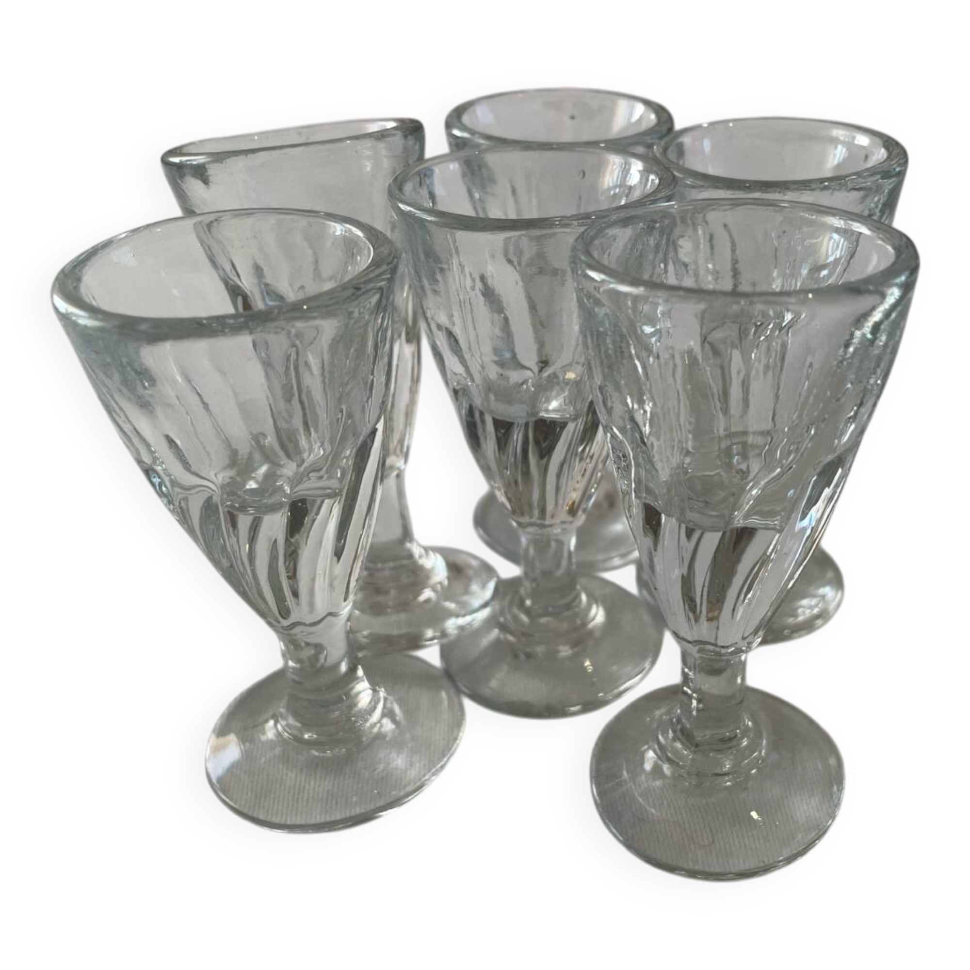 six antique blown glass glasses – 1930s/1950s