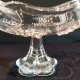 Glass and frosted glass compotier with pink reflections
