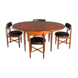 Table Ronde & 4 Chaises Victor Wilkins restauré en teck 1960s Retro G Plan Fresco