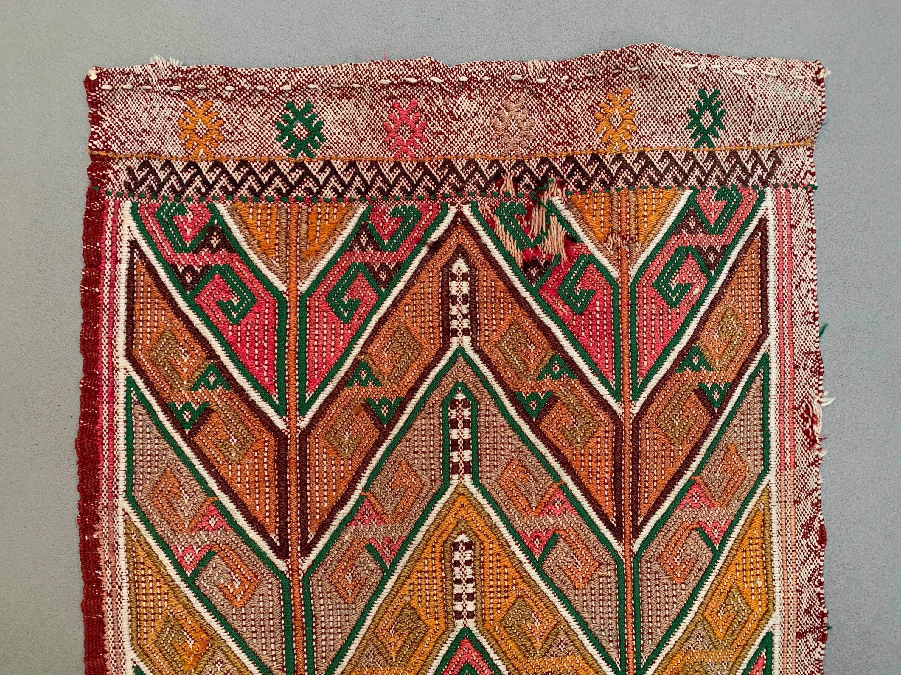 Vintage Turkish Mini Kilim 90x49 cm Wool Small Kelim Runner, shabby Chic