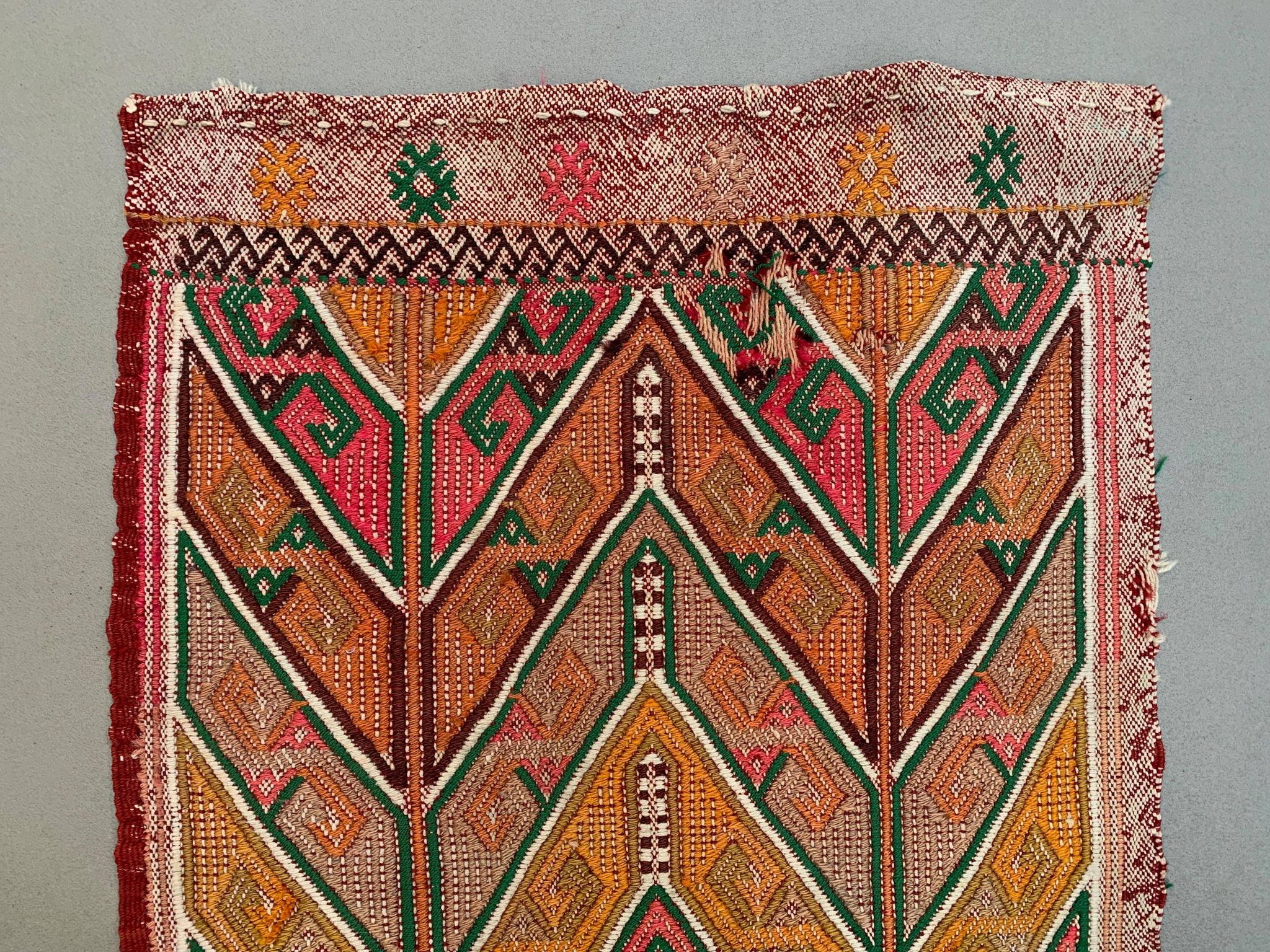 Vintage Turkish Mini Kilim 90x49 cm Wool Small Kelim Runner, shabby Chic