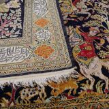 Tapis d'orient persan fait main Ghoum en soie 168 x 105