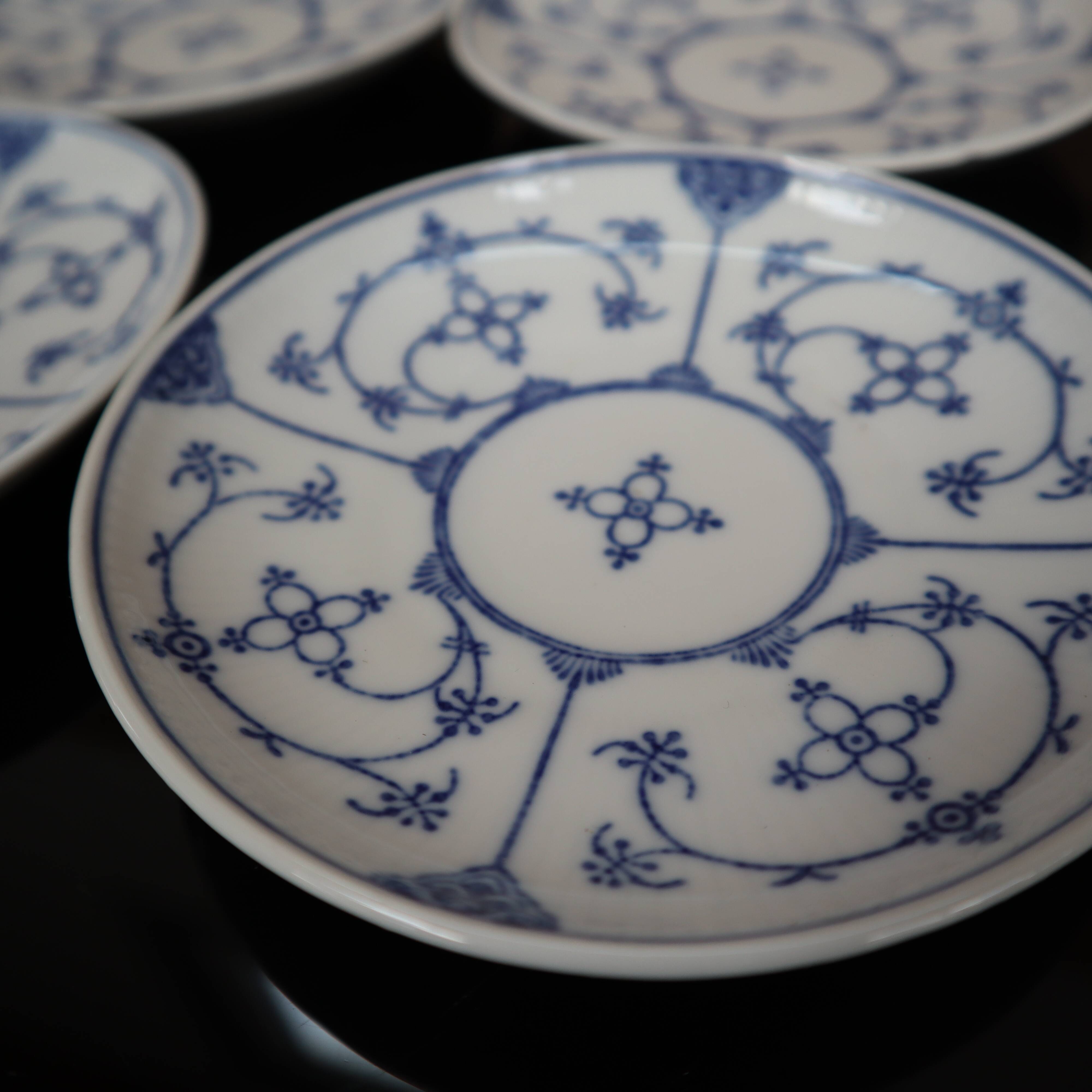 6 bowls Jager Eisenberg Blau Saxony blue and white porcelain