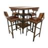 Table en métal et bois exotique (old wood) avec 4 chaises