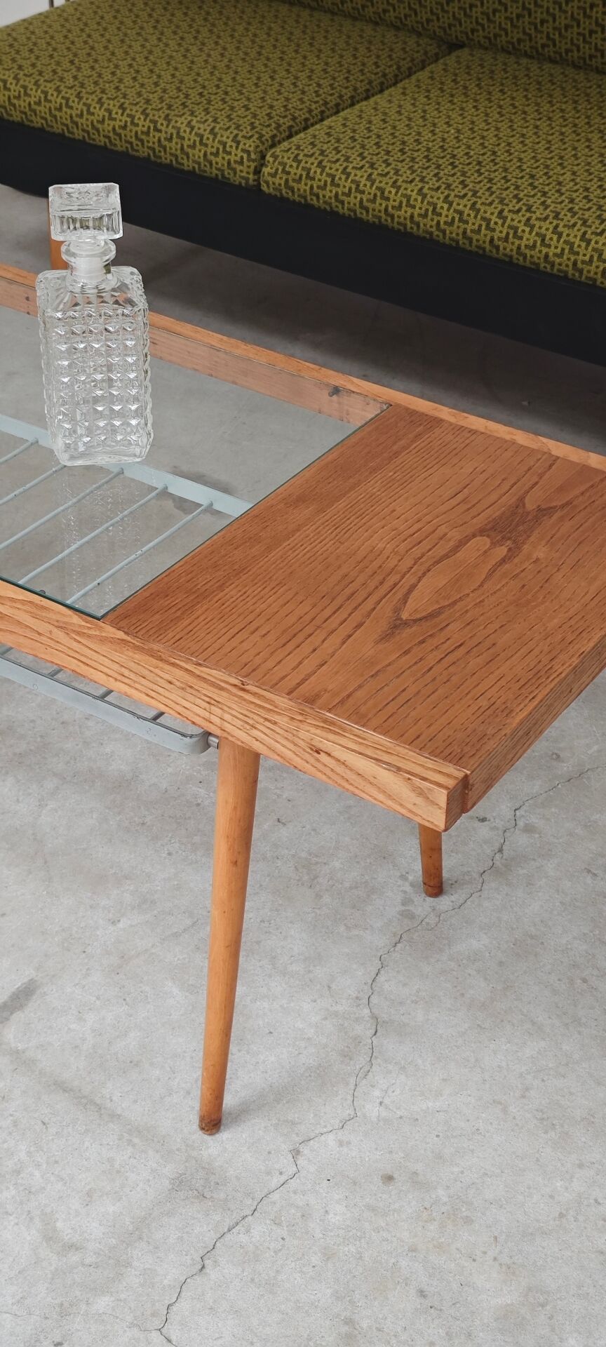 Table basse en bois, métal et verre par Jitona 1960