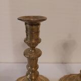 Pair of candlesticks Restoration in gilded bronze