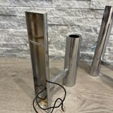 Paire d'appliques moderniste en inox chrome 1970