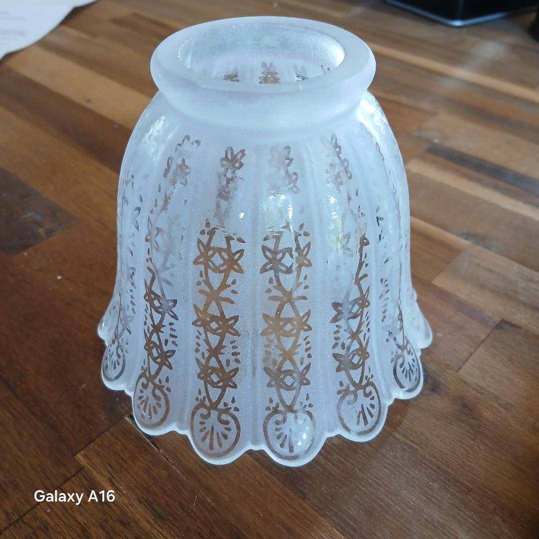 4 antique acid-etched glass tulips