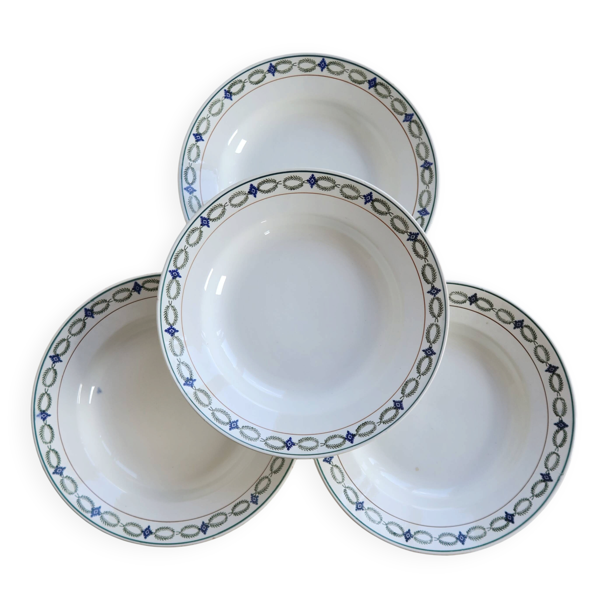 4 vintage deep plates, ironstone Saint Amand model 6000