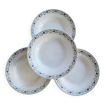 4 vintage deep plates, ironstone Saint Amand model 6000