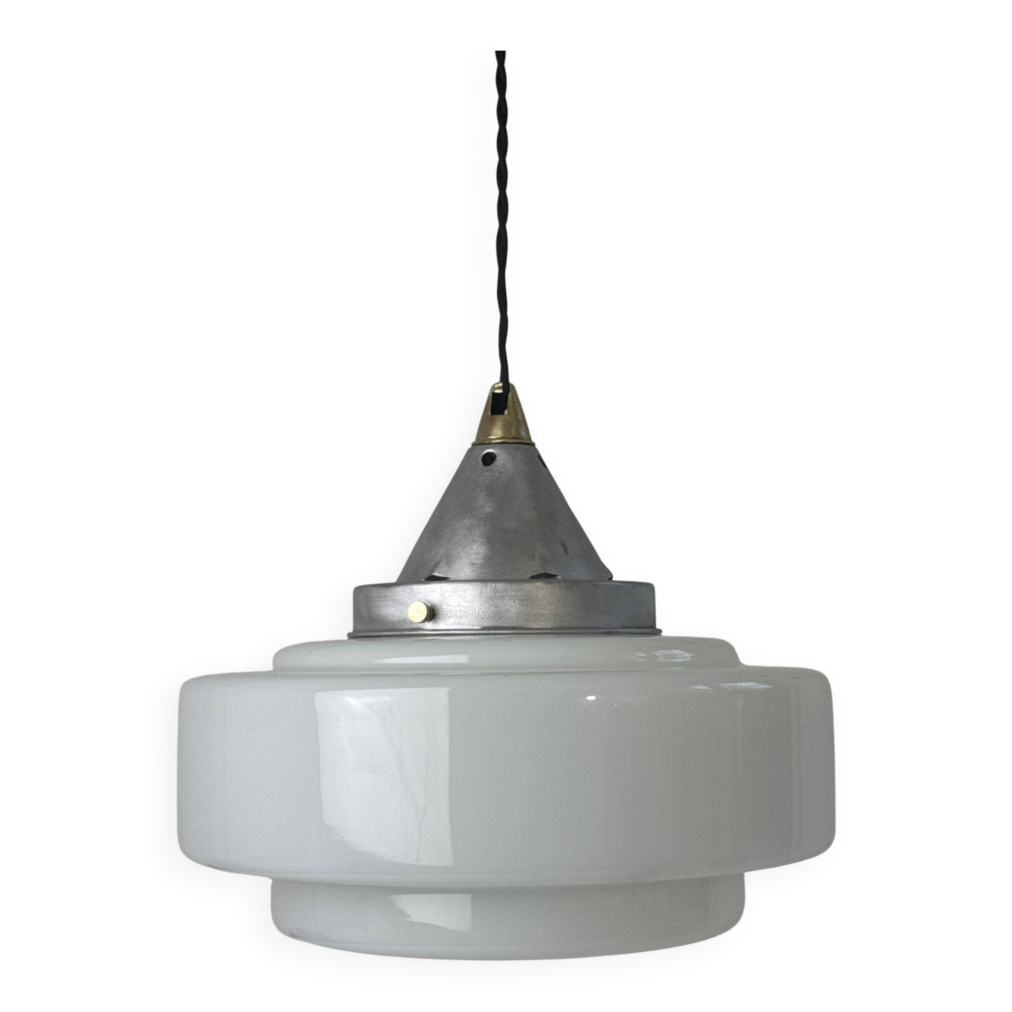 Vintage Art Deco opaline pendant light 28 cm