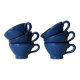 Lot de 6 tasses en grès artisanal émaillé bleu
