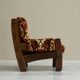 Brutalist lounge chair in solid oak and velvet from the 1960s.
