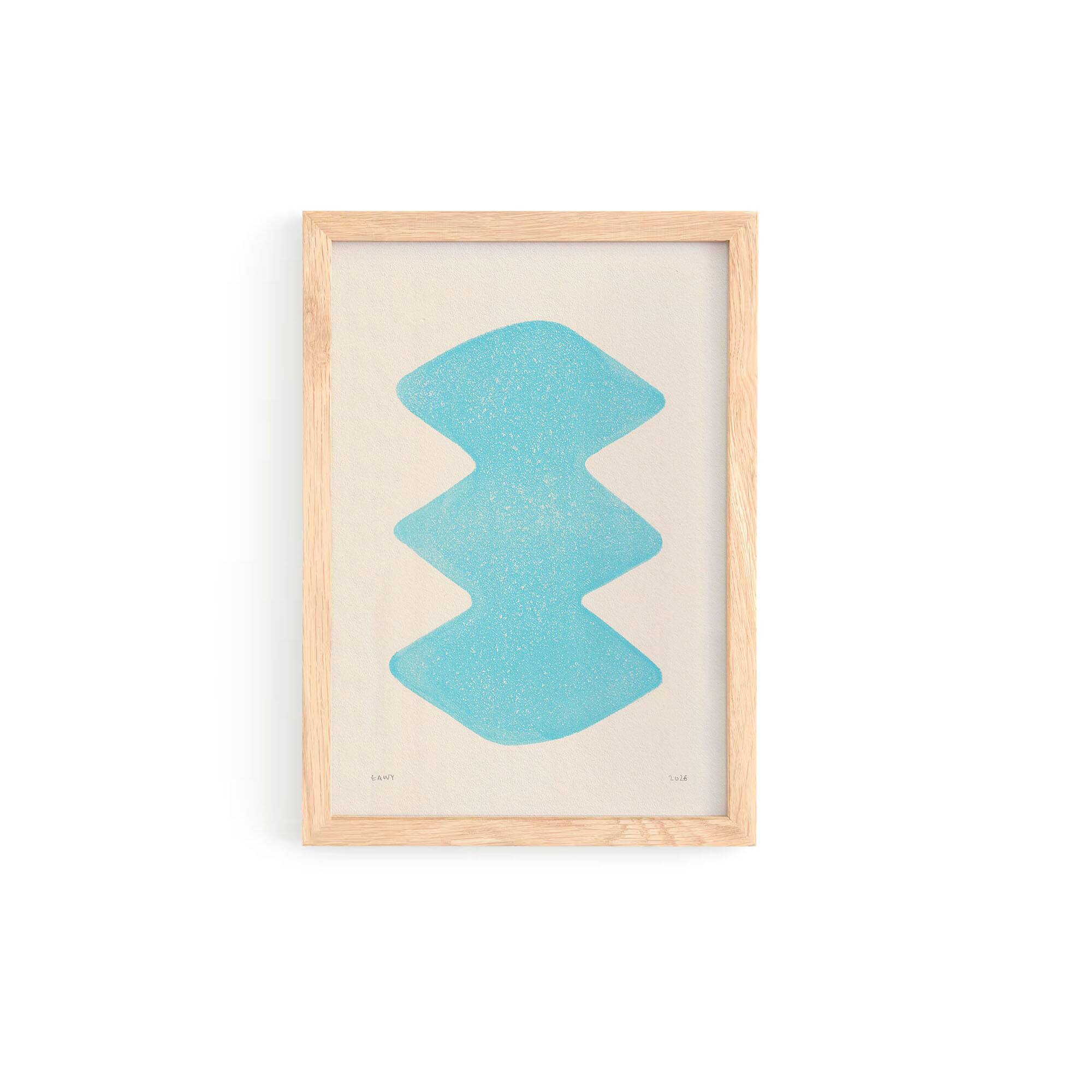 Collection of 4 abstract paintings in light blue signed Eawy.