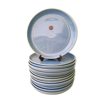 Set of 10 flat plates in lavender blue sandstone