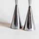 Duo of diabolo candlesticks in cast aluminum, Erika Pekkari for Ikea, 2000s