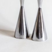 Duo of diabolo candlesticks in cast aluminum, Erika Pekkari for Ikea, 2000s