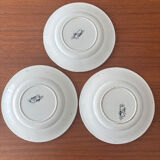 Lot of 3 dessert plates Lunéville model Chasse ironstone pottery.
