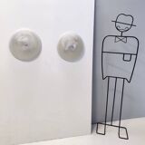 Pair of Round Murano Glass Ceiling Lights or Sconces, Italy