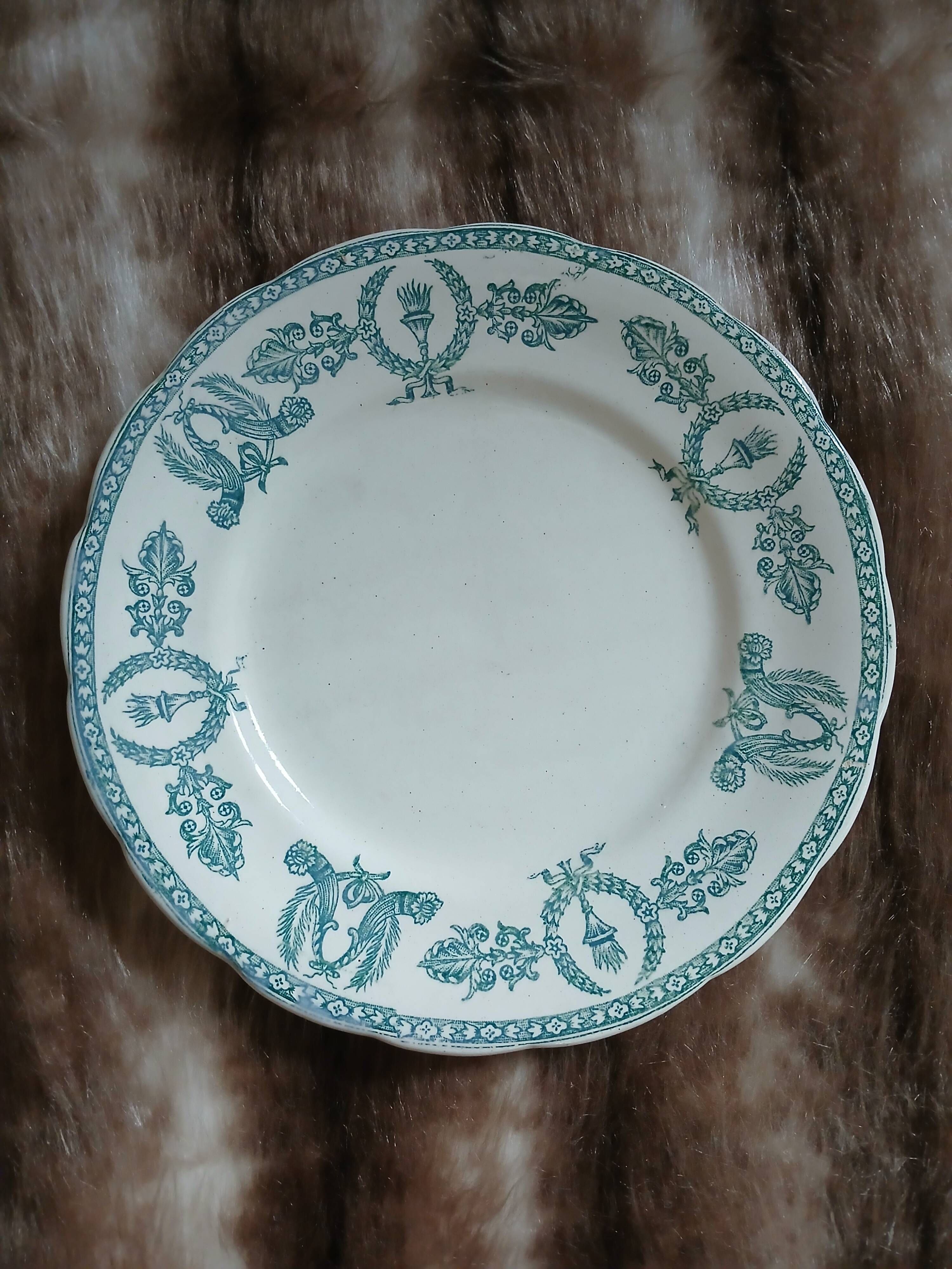 10 antique flat plates in ironstone