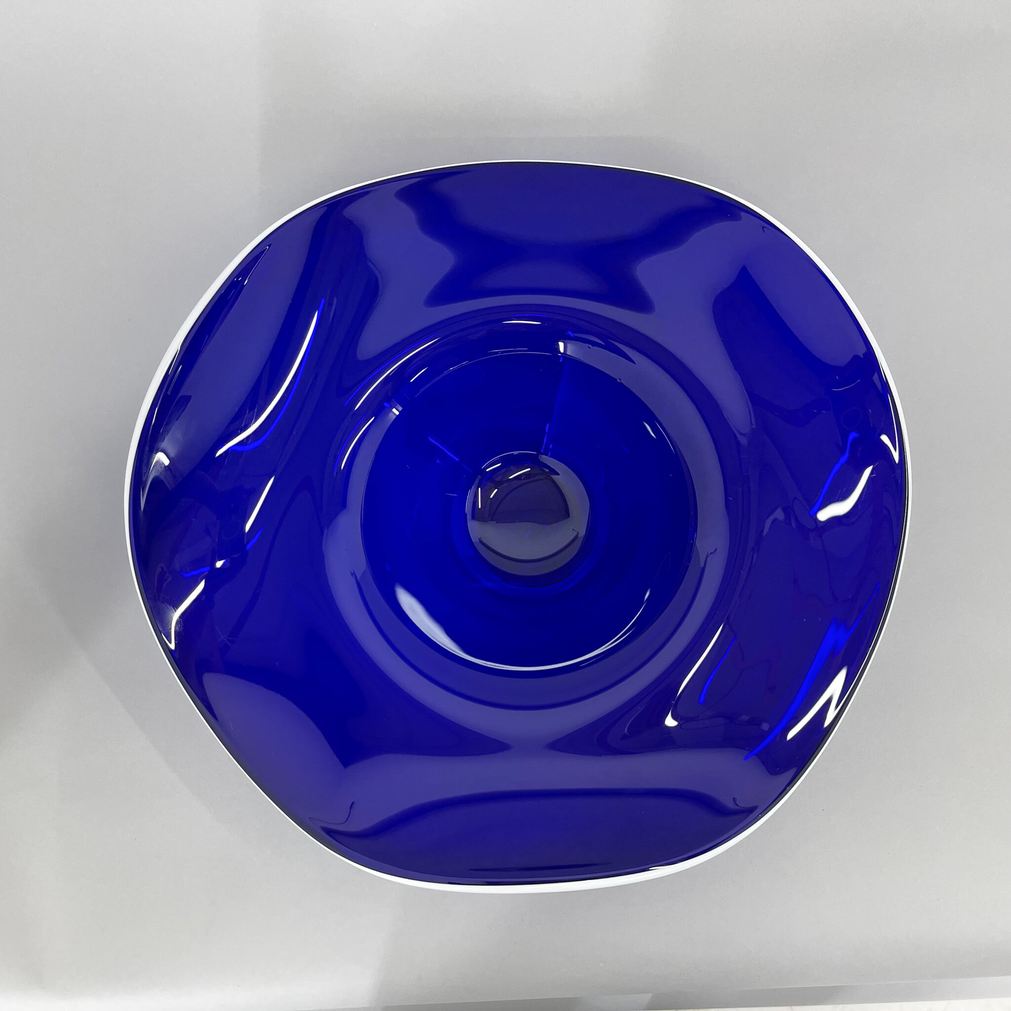 Mid-century Blue Glass Bowl, Czechoslovakia