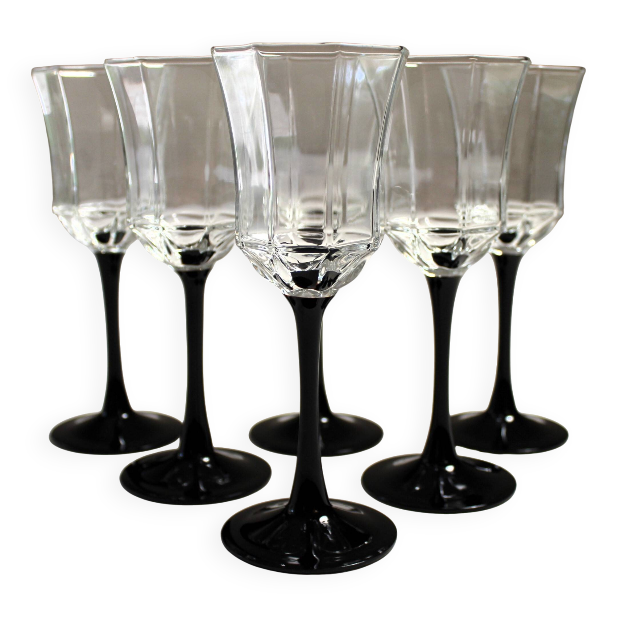 6 Luminarc "Octime" black wine glasses