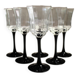 6 Luminarc "Octime" black wine glasses