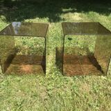 Pair of bedside tables in plexiglass smoked 70