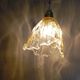 Hanging pendant light thick transparent draped and amber glass, vintage