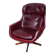 Scandinavian red/brown skai relaxed armchair, 1969