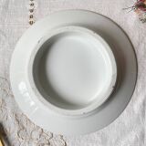 Vintage pedestal dish White porcelain with flowers Made in France