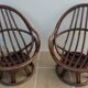 2 chic rattan armchairs in a completely restored style without cushions - Excelle
