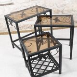 Set of 3 wrought iron nesting tables