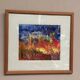 European vintage oil on canvas "Abstract" by unknown artist, glazed and framed 33×30cm