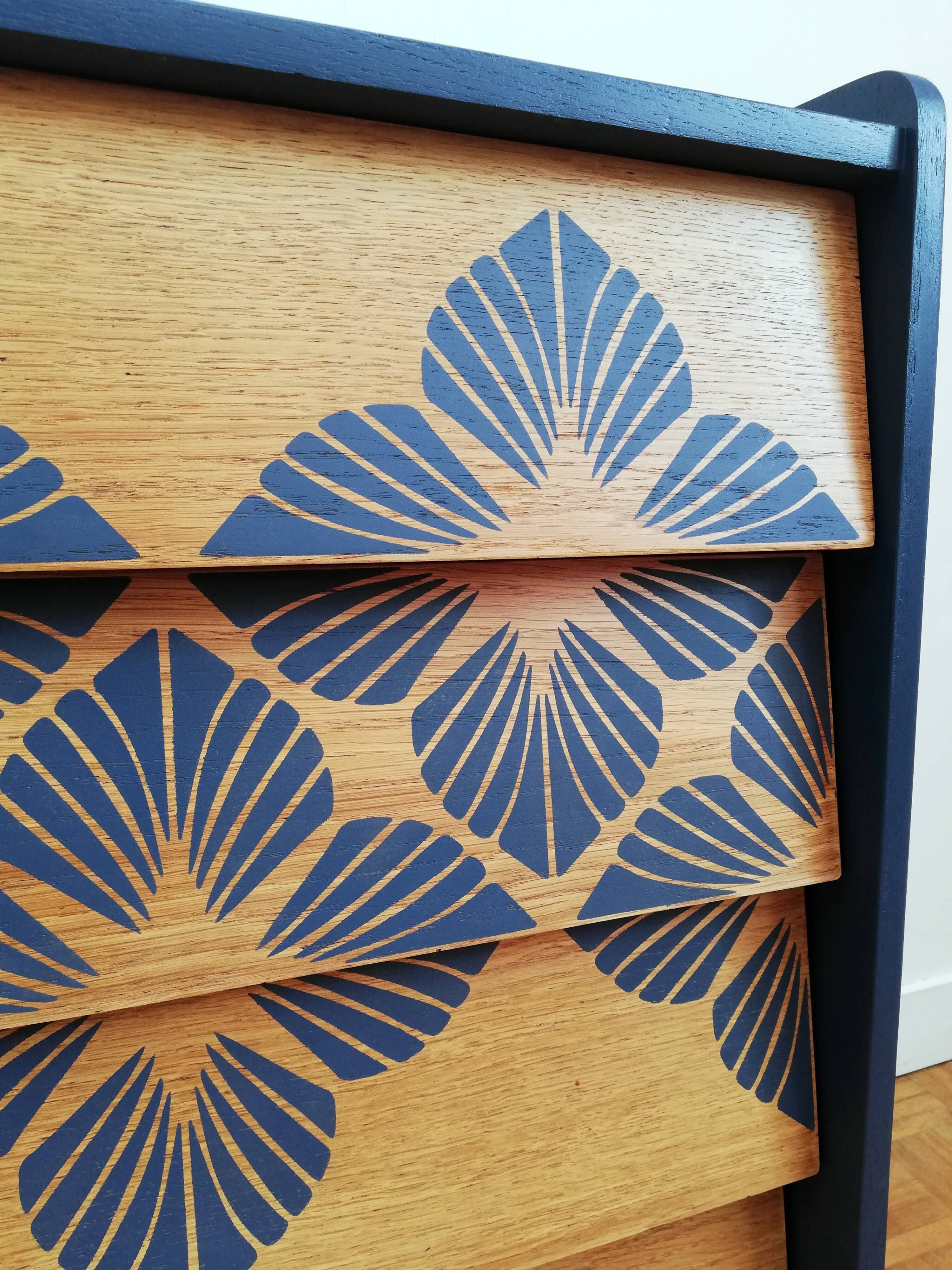 1960 Chest of drawers revisited in midnight blue