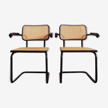 Paire de fauteuils avec accoudoirs Cesca B64 de Marcel Breuer