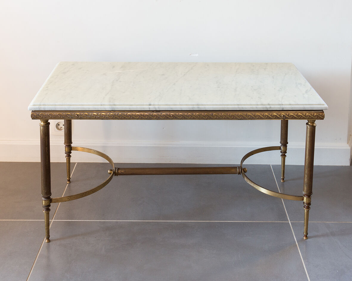 Marble and brass coffee table