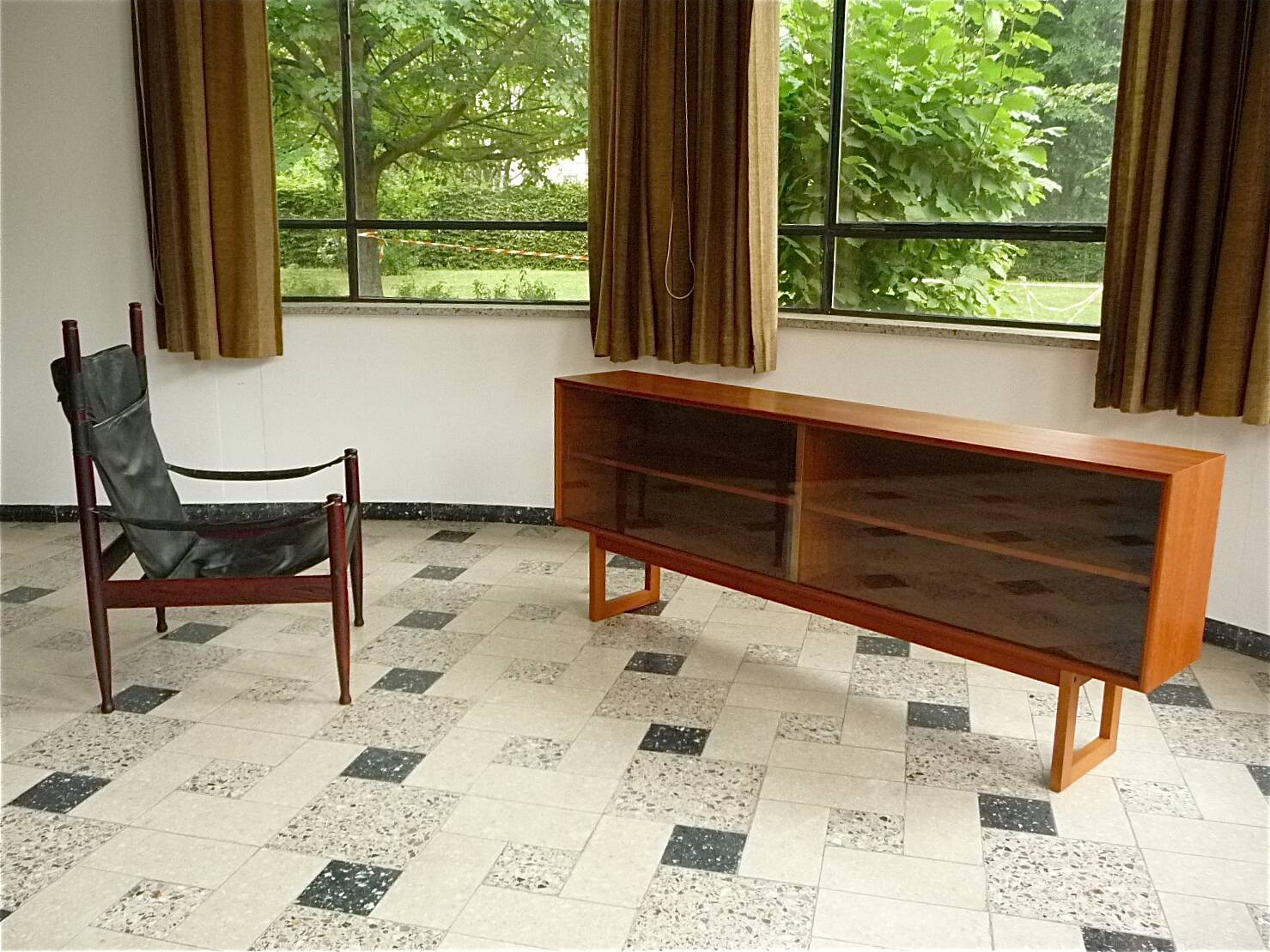 Danish Modern Leather High Back Safari Chair by Erik Wørts for Nils Eillersen, 1960s