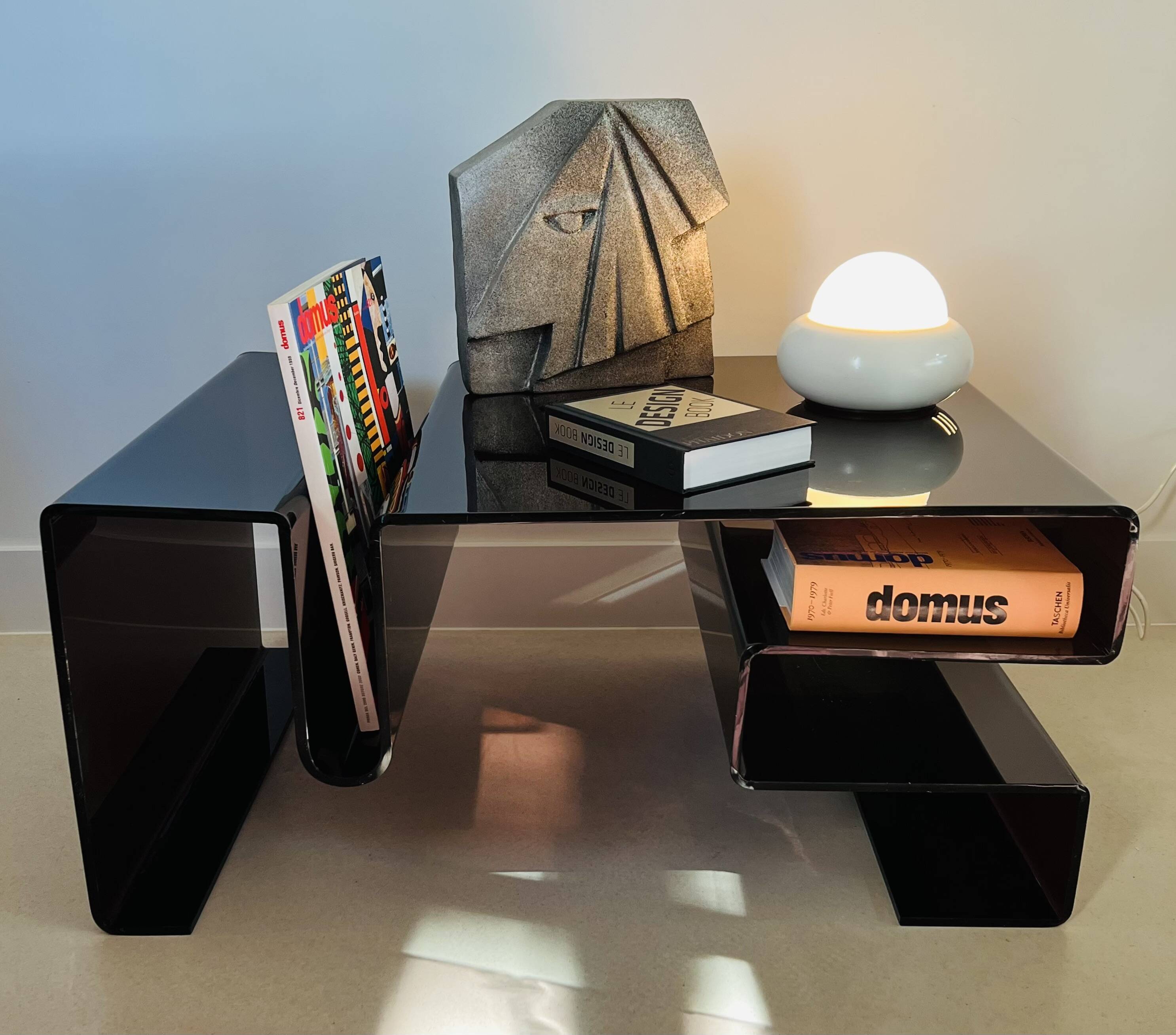Large coffee table in smoked acrylic glass, France, 1970s