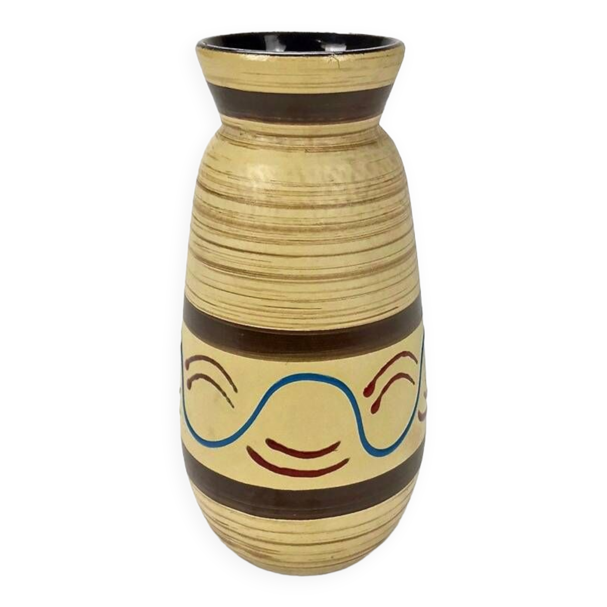 Ethnic trendy striated ivory vase from the 60s