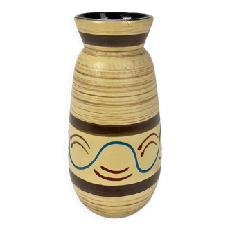 Ethnic trendy striated ivory vase from the 60s