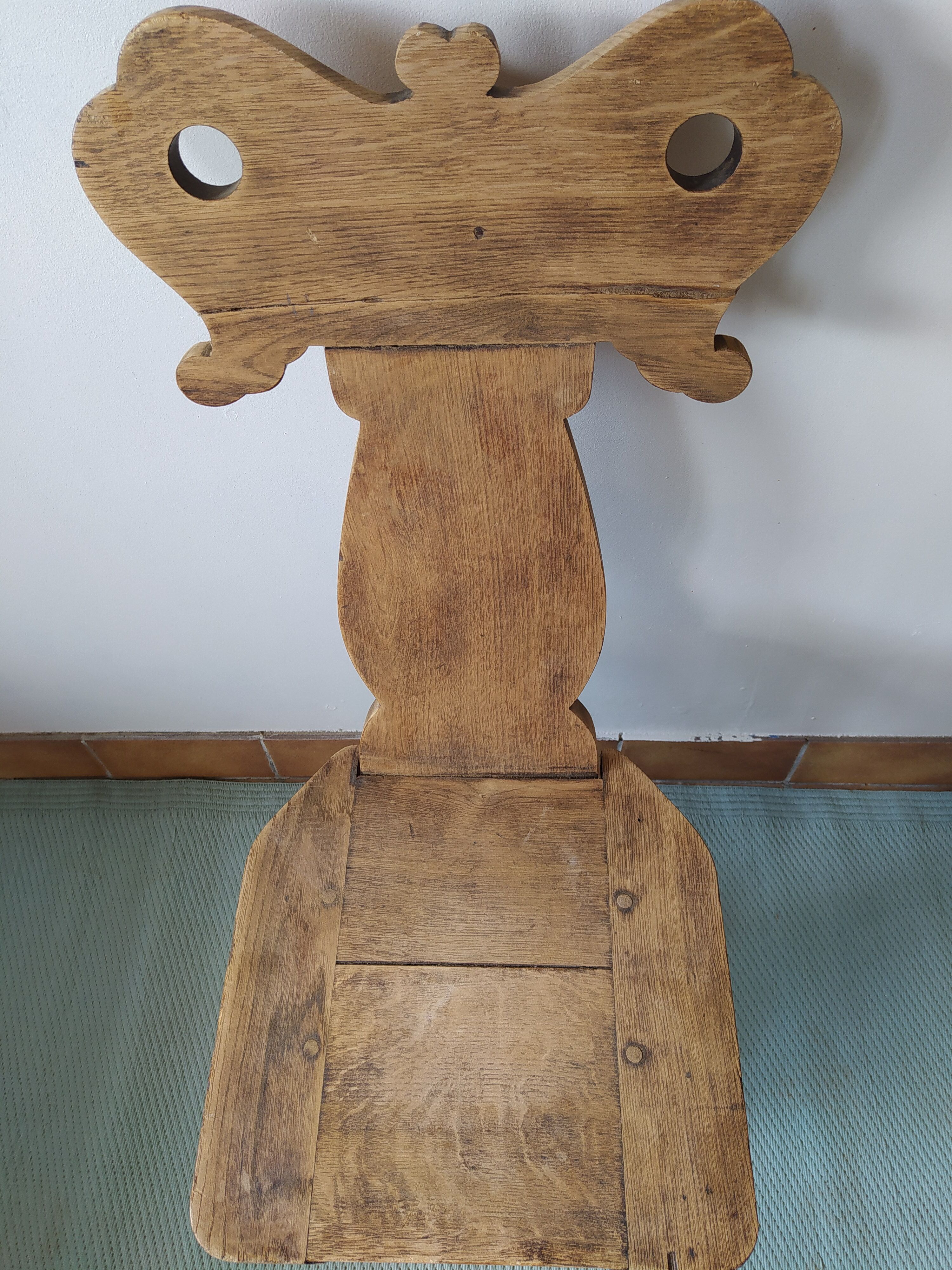 Brutalist chair of mountain chalet Savoyarde