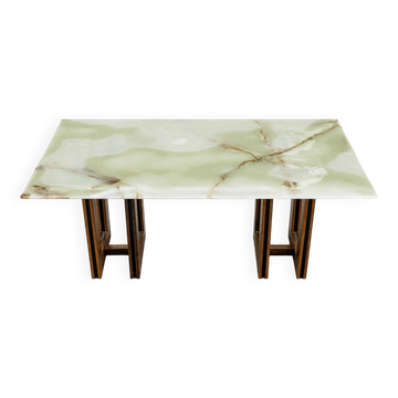Architectural Italian Modern Onyx top coffee table