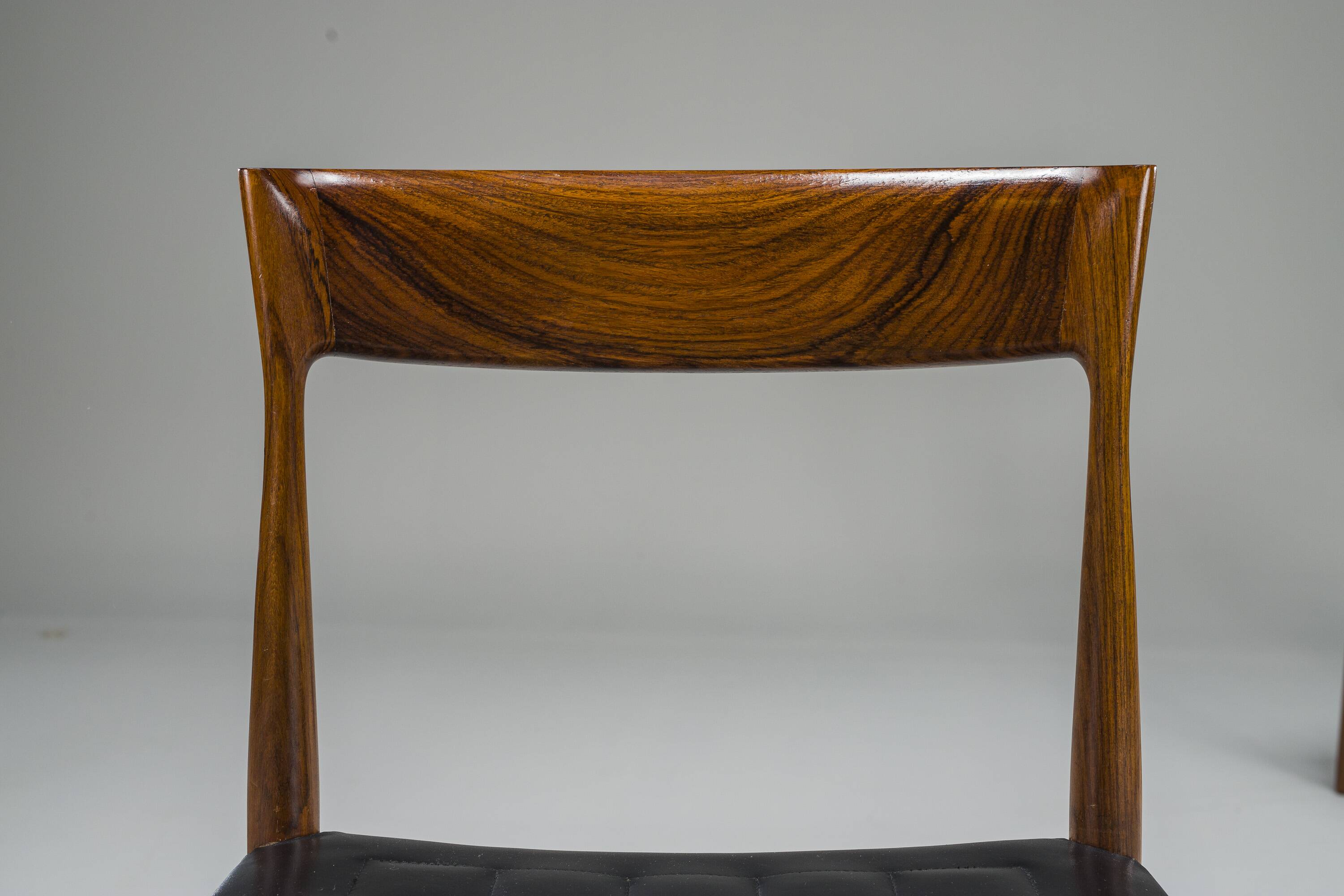 Mid-Century Palisander Dining Chair with Lether, 1950s, Set of 4