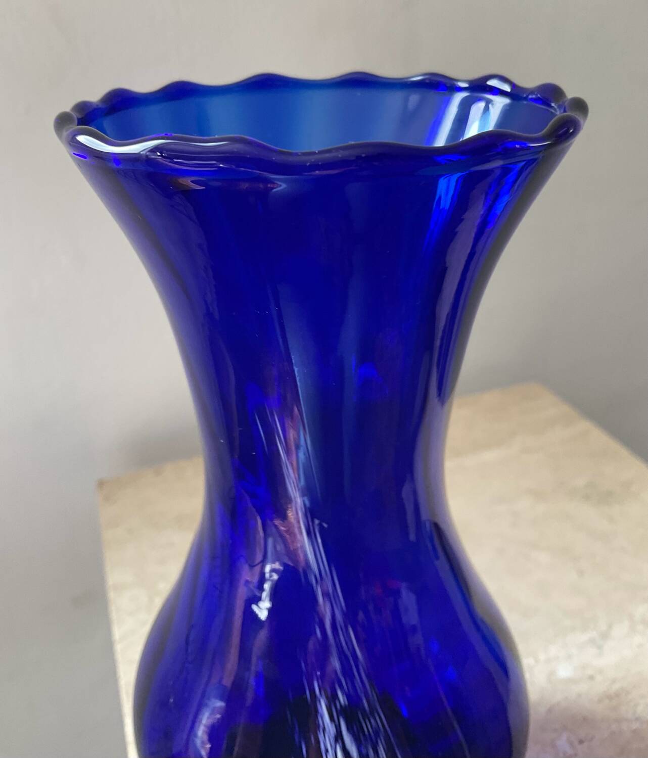 Trio of cobalt blue Art Deco vases