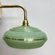 Vintage wall lamp in green and gold frosted glass