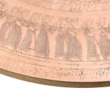 Round vintage brutalist coffee table by VAD Trævarefabrik with copper top